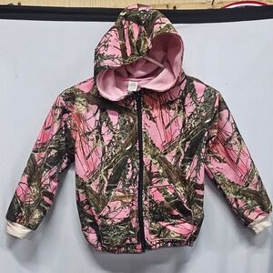 Gober Sportswear Pink Camo Zip Up Hoodie True Timber Fleece Jacket Kids Medium